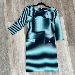 Lilly Pulitzer Green / teal and Dark Blue Striped Knee Length Dress